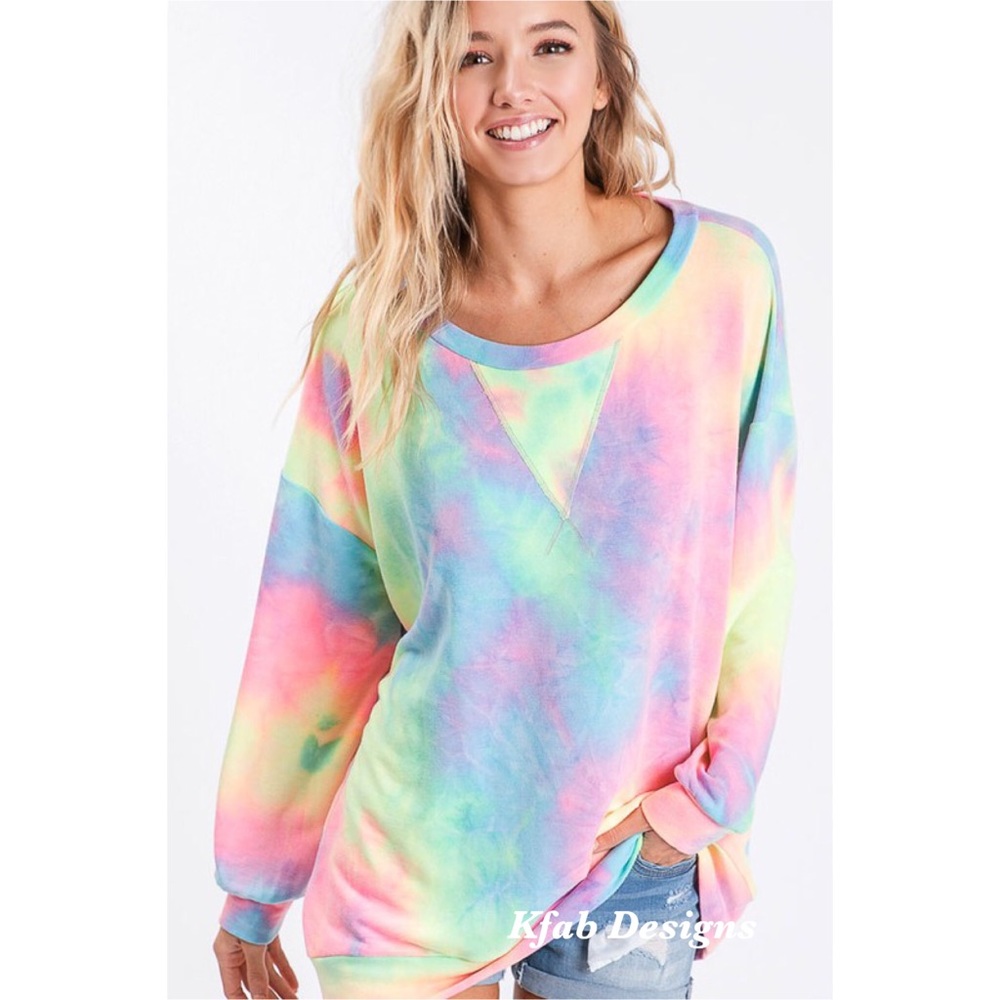 💗LAST Tie Dye French Terry Front Stitch Pullover! - Picture 4 of 10